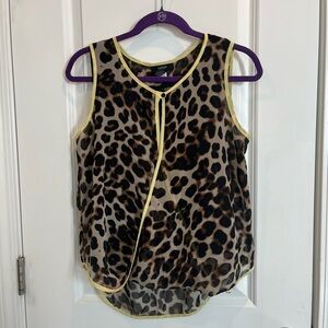 Alfani Women’s 2 Piece Shirt Set Animal Print Blouse Solid Black Slip Tank Top